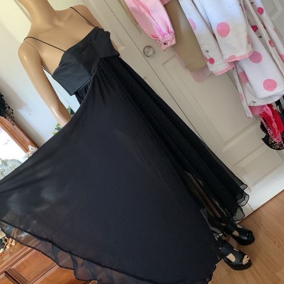 Vtg 60's black sheer chiffon full circle babydoll swing dress XS S - Picture 8 of 15